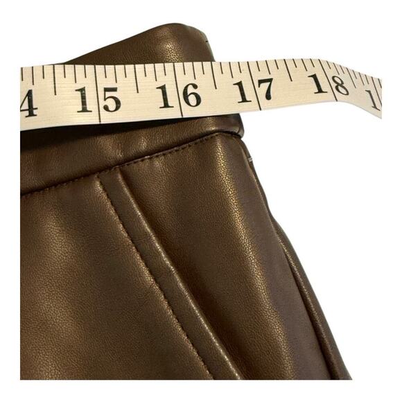 Steve Madden Women's Large Wide Leg Pant Brown Casual Mid-Rise Faux Leather NWOT - Picture 4 of 7